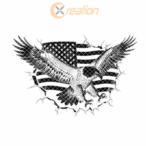 Eagle Flag 3D Illusion: Slate Cheese Board Engraving