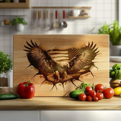 Eagle Flag Charcuterie Board Engraving File | 3D