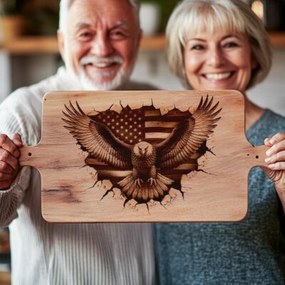 Engraved American Eagle Charcuterie Board - 3D Illusion