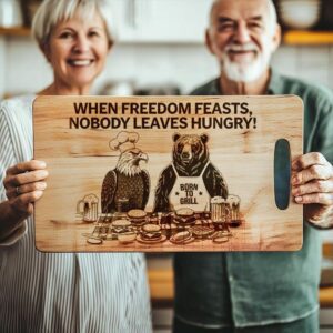 Engraved Charcuterie Board: American Eagle & Funny Mealtime Quote