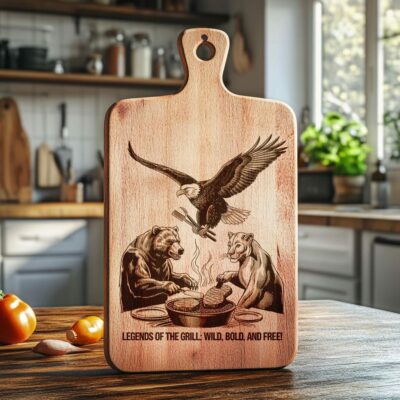 Engraved Charcuterie Board File: Eagle, Bear, Lion Designs