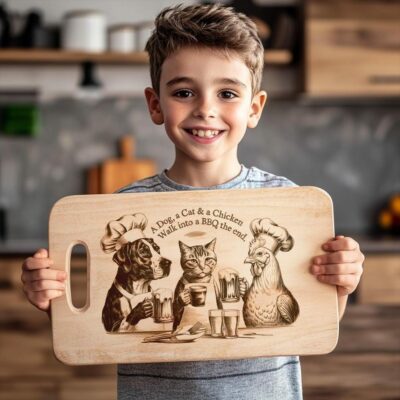 Engraved Charcuterie Board File: Pets & Cheerful Kitchen