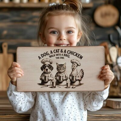 Engraved Charcuterie Board File: Pets & Cheerful Kitchen