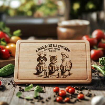 Engraved Charcuterie Board File: Pets & Cheerful Kitchen