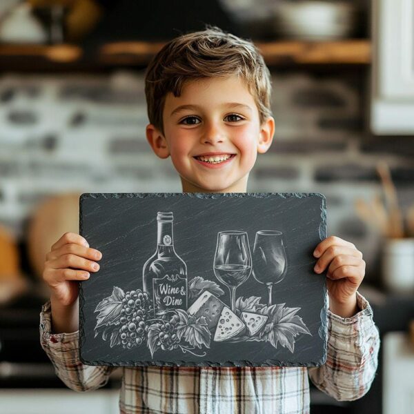 Planche à fromage en ardoise gravée pour vin et gastronomie | Décoration de cuisine – Image 4