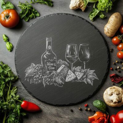 Engraved Slate Cheese Board Design for Wine &