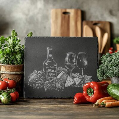 Engraved Slate Cheese Board Design for Wine &