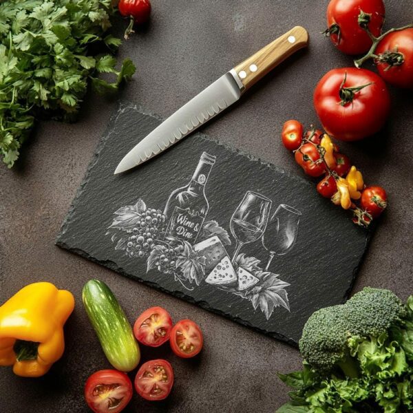 Engraved Slate Cheese Board Design for Wine &