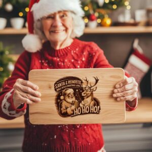 Funny Santa & Reindeer Joke Charcuterie Board Engraving