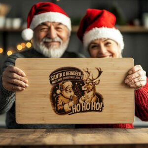 Funny Santa & Reindeer Joke Charcuterie Board Engraving