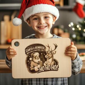 Funny Santa & Reindeer Joke Charcuterie Board Engraving