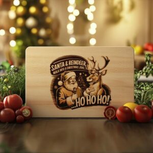 Funny Santa & Reindeer Joke Charcuterie Board Engraving