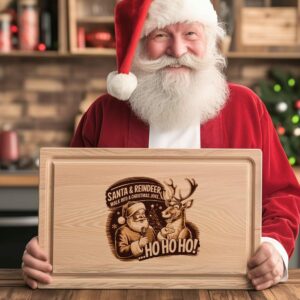 Funny Santa & Reindeer Joke Charcuterie Board Engraving