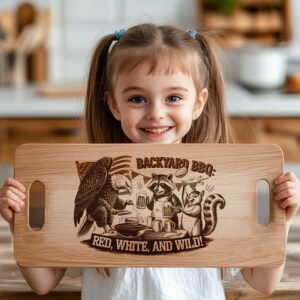 Laser Engraved Charcuterie Board File: Eagle Flag &