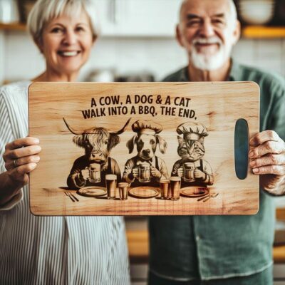 Laser Engraved Charcuterie Board File: Highland Cow, Dog,