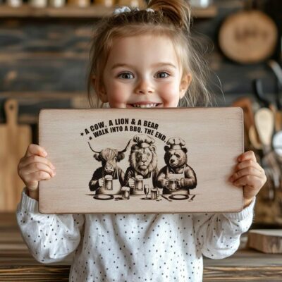 Laser Engraved Charcuterie Boards: Highland Cow, Lion, Bear