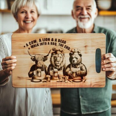 Laser Engraved Charcuterie Boards: Highland Cow, Lion, Bear