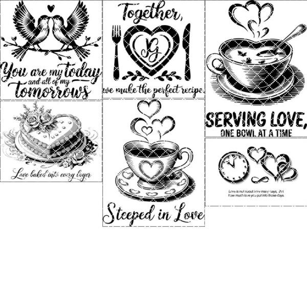 Designs de Gravure pour Planche de Charcuterie de Saint-Valentin : Ensemble de 6 Expressions d'Amour – Image 2