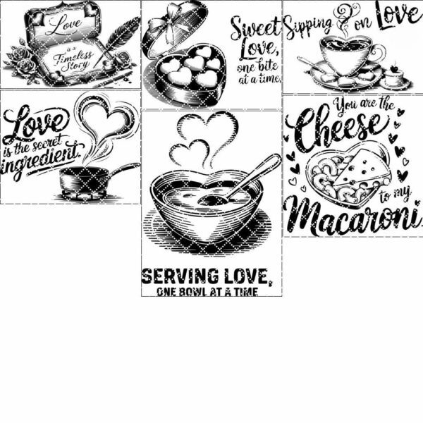 "Valentine Love Captions: 6 Charcuterie Board Engraving Files"