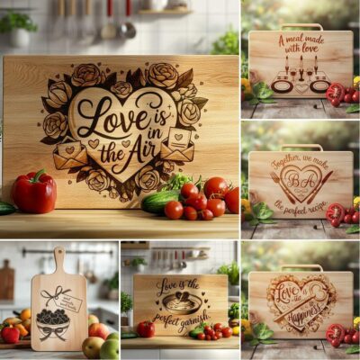 Valentine's Love Quotes: 6 Charcuterie Board Engraving Files