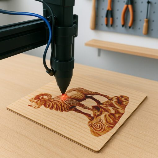 Grabado láser de ilusión de animal 3D, Diseño de Carnero sobre Roca, Plantilla de Decoración de Vida Silvestre - Imagen 2