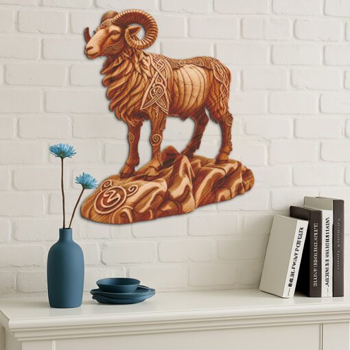 Grabado láser de ilusión de animal 3D, Diseño de Carnero sobre Roca, Plantilla de Decoración de Vida Silvestre - Imagen 3