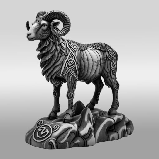 Grabado láser de ilusión de animal 3D, Diseño de Carnero sobre Roca, Plantilla de Decoración de Vida Silvestre - Imagen 6