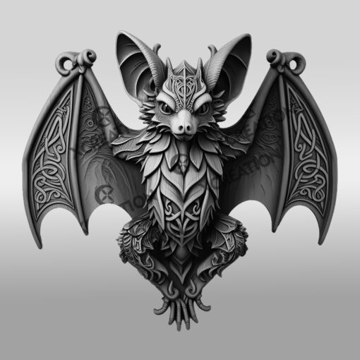Modèle de conception de gravure laser 3D, illusion de chauve-souris, art animalier sauvage unique – Image 6