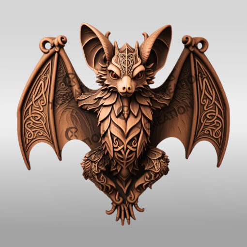 Modèle de conception de gravure laser 3D, illusion de chauve-souris, art animalier sauvage unique