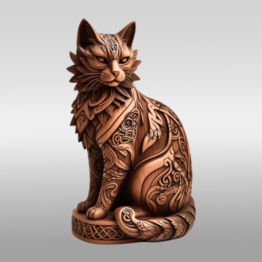 Fichier gravure laser d'illusion 3D de chat, modèle d'art animal, décoration intérieure créative