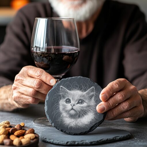 Archivo de grabado láser para posavasos de ilusión de gato 3D, descarga PNG, decoración del hogar - Imagen 3