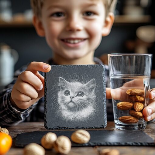 Archivo de grabado láser para posavasos de ilusión de gato 3D, descarga PNG, decoración del hogar - Imagen 5