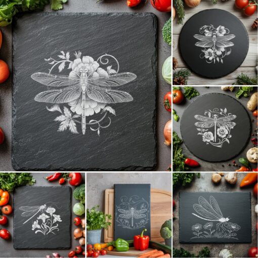 Archivos de grabado para tabla de queso de libélula 3D, paquete de decoración de embutidos 6 - Imagen 8