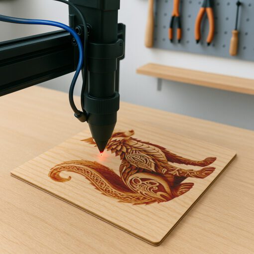 Motif de gravure laser illusion renard 3D, Décoration d'art numérique sur le thème animalier – Image 4