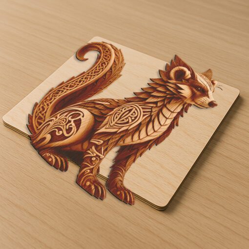 Motif de gravure laser illusion renard 3D, Décoration d'art numérique sur le thème animalier – Image 5