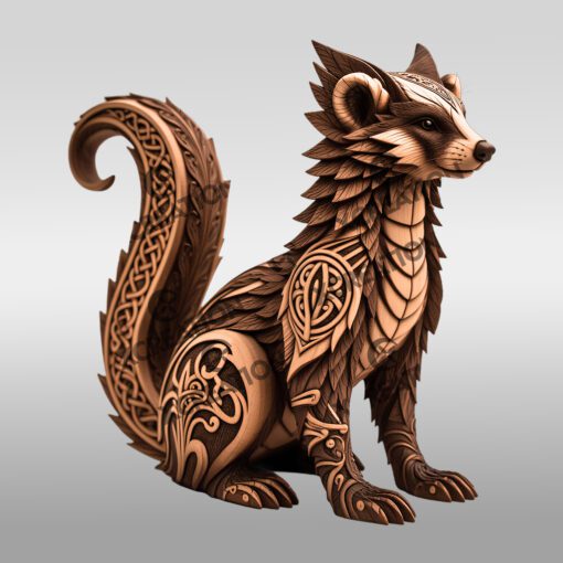 Motif de gravure laser illusion renard 3D, Décoration d'art numérique sur le thème animalier