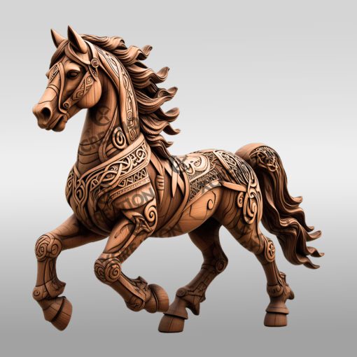 Archivo de Grabado de Ilusión de Caballo 3D, Perfecto para Proyectos Láser, Decoración de Caballos.