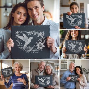 3D Hummingbird Illusion Bundle, Slate Cheese Board Laser