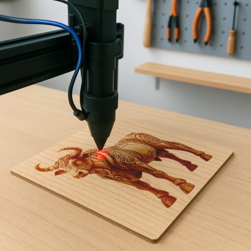 Fichier d'art numérique, design de taureau d'illusion 3D, gravure décorative animalière majestueuse pour la maison – Image 5