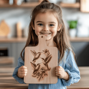 3D Illusion Charcuterie Board Engraving File, Hummingbird Family