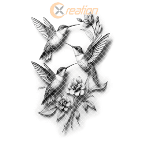 3D Illusion Charcuterie Board Engraving File, Hummingbird Family
