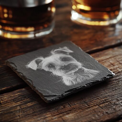 Disegno inciso su pietra lavica per tappetino porta bevande, cane in illusione 3D, PNG di alta qualità, decorazione per la casa - immagine 6