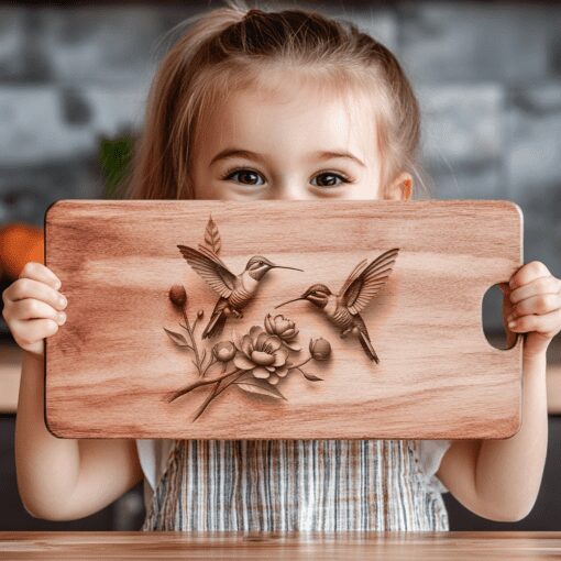 3D Illusion Hummingbird Laser Engraving File, Kitchen Decor,
