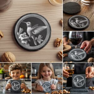 3D Illusion Laser Engraving Files Bundle, Slate Coaster,