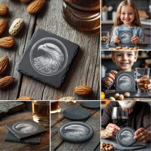 3D Illusion Laser Engraving Files Bundle, Slate Coaster,
