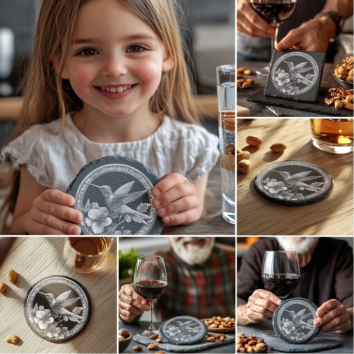 3D Illusion Laser Engraving Files Bundle, Slate Coaster,