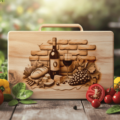3D Illusion Retro Wine Bottle Brick Wall Charcuterie