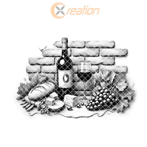 3D Illusion Retro Wine Bottle Brick Wall Charcuterie