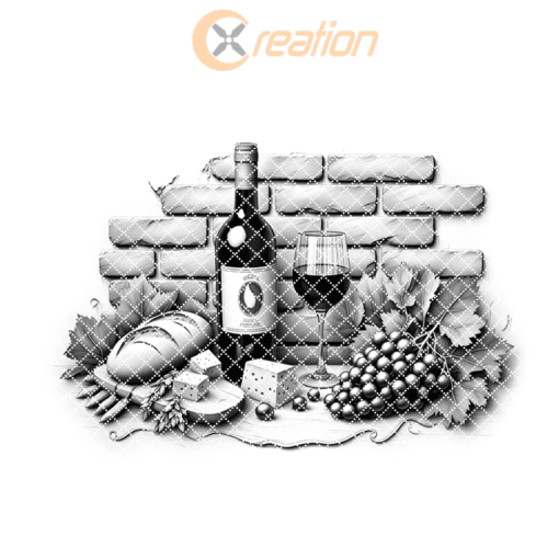 3D Illusion Retro Wine Bottle Brick Wall Charcuterie