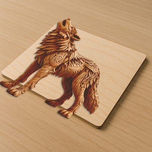 3D Illusion Wolf Design, Laser Engraving File, Artistic